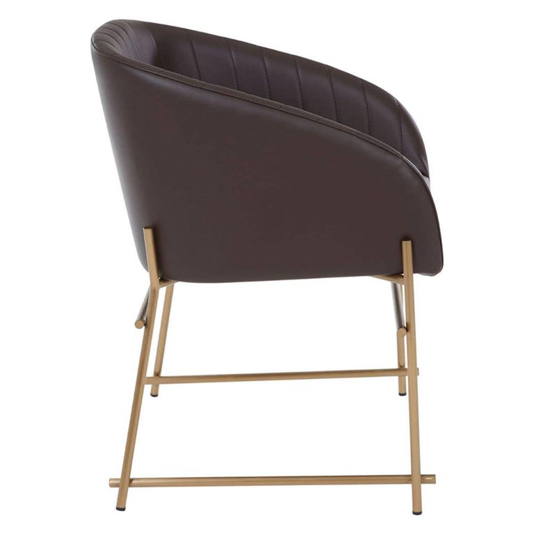 Delta Dining Chair - Brown Faux Leather with Gold Legs