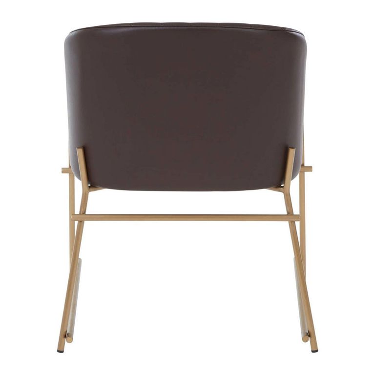 Delta Dining Chair - Brown Faux Leather with Gold Legs