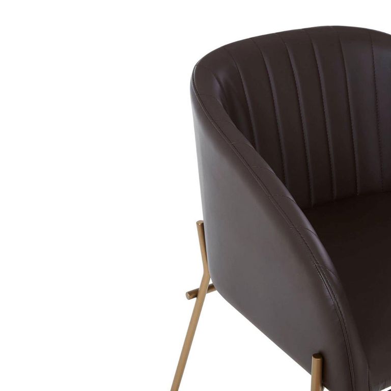 Delta Dining Chair - Brown Faux Leather with Gold Legs
