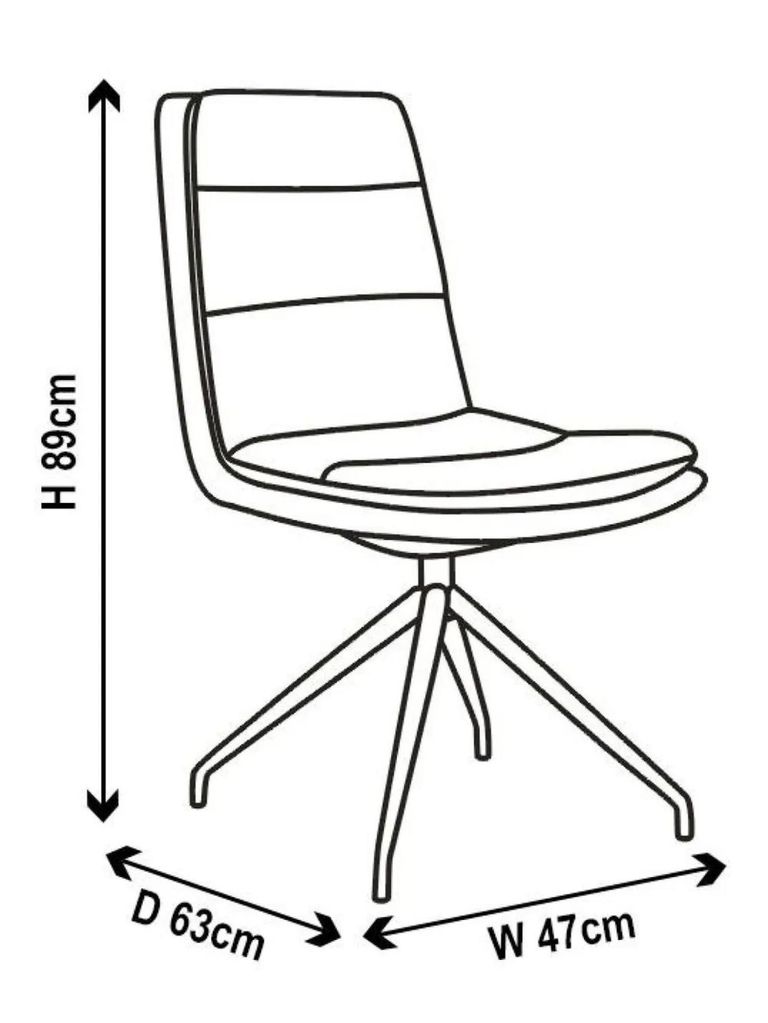Diego Dining Chair - Swivel - Yellow Leather - Black Legs