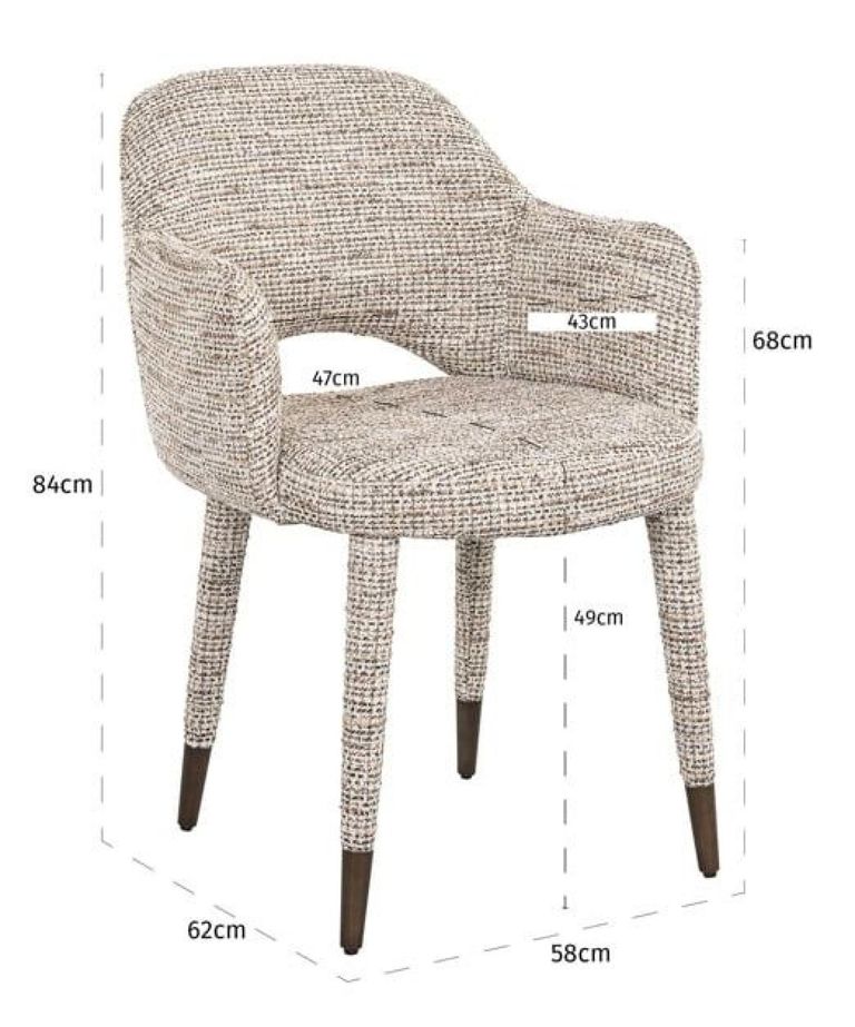 Donnatella Natural Fabric Dining Armchair