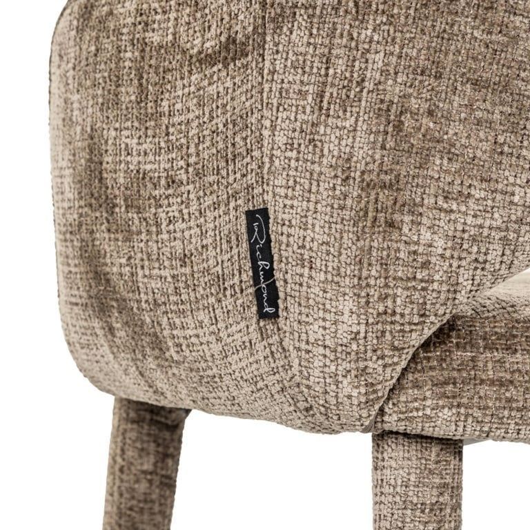 Donnatella Stone Chenille Fabric Dining Armchair