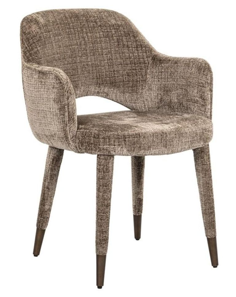 Donnatella Stone Chenille Fabric Dining Armchair