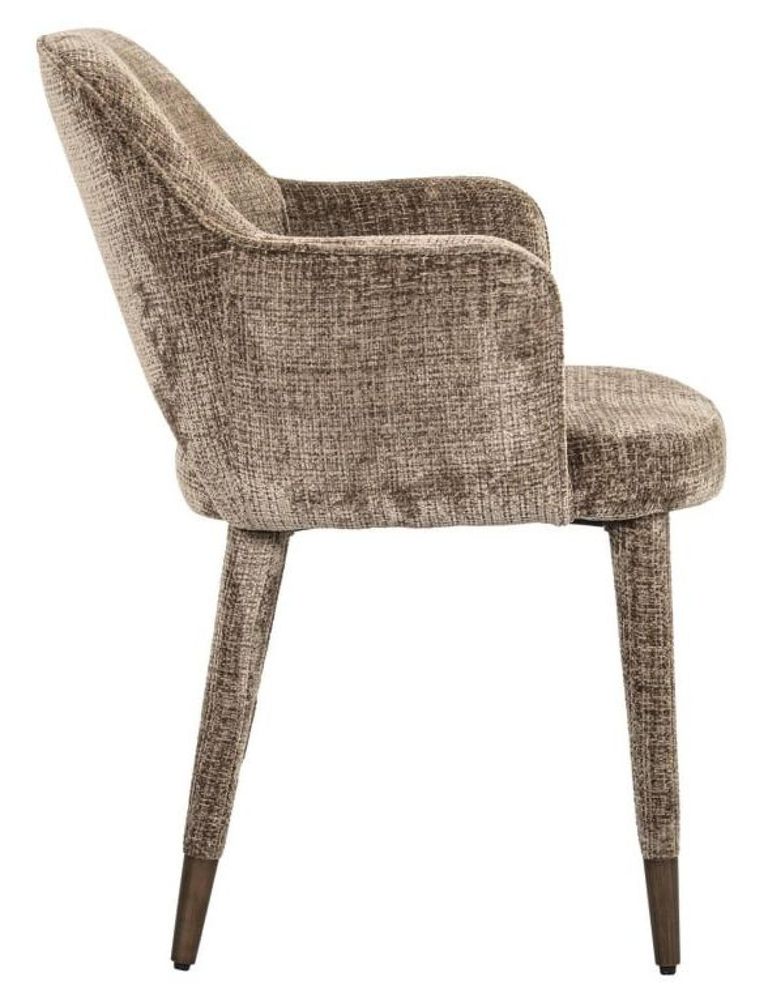 Donnatella Stone Chenille Fabric Dining Armchair
