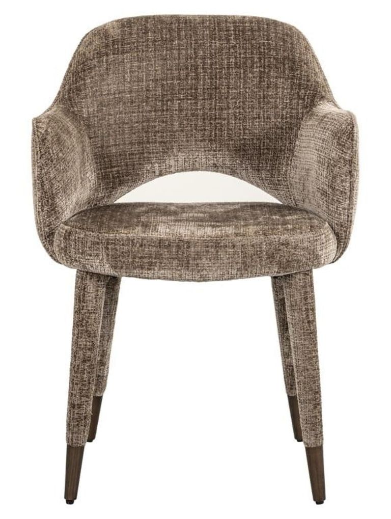 Donnatella Stone Chenille Fabric Dining Armchair