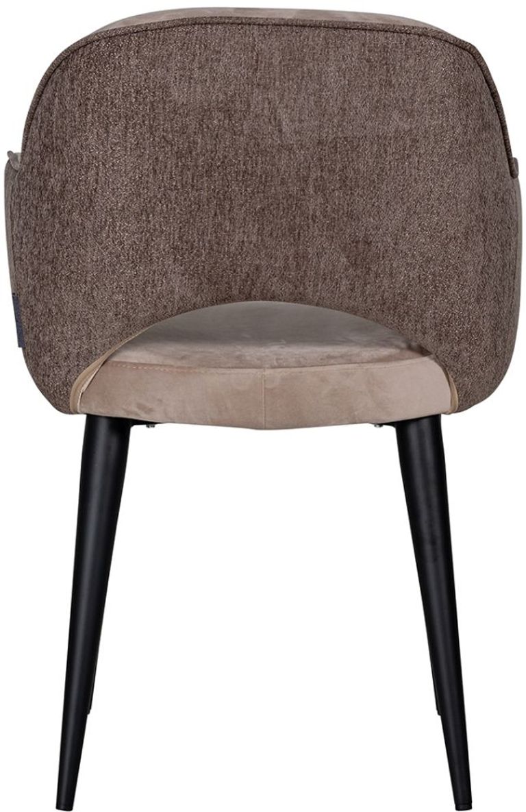 Giovanna Khaki Fabric Dining Armchair with Black Legs
