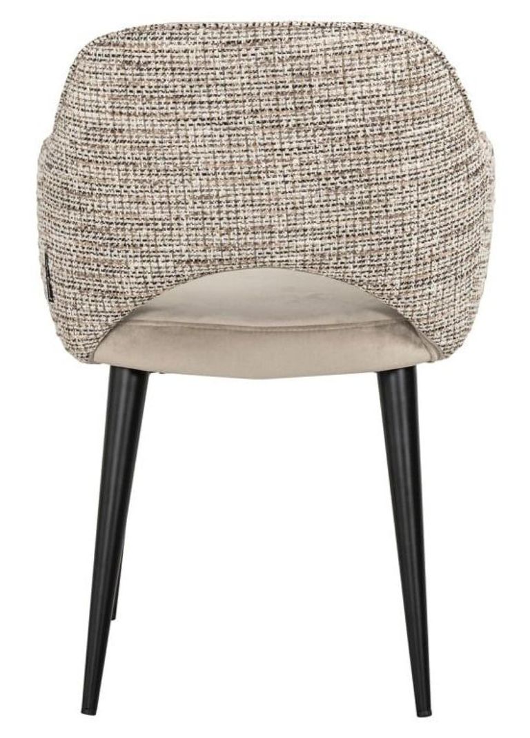 Giovanna Natural Khaki Fabric Dining Armchair with Black Legs