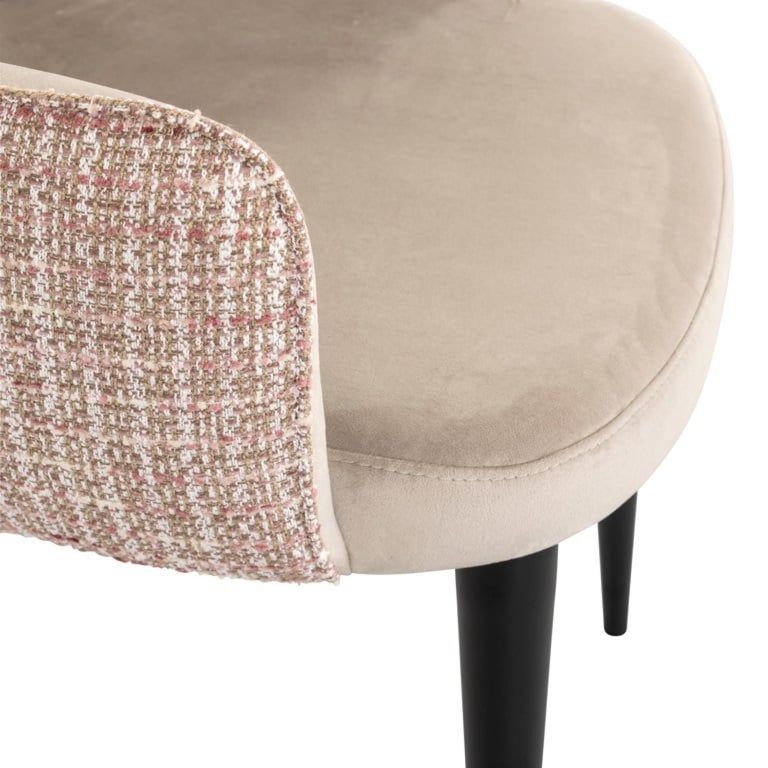 Giovanna Pink Khaki Fabric Dining Armchair with Black Legs