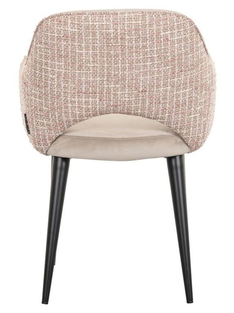 Giovanna Pink Khaki Fabric Dining Armchair with Black Legs