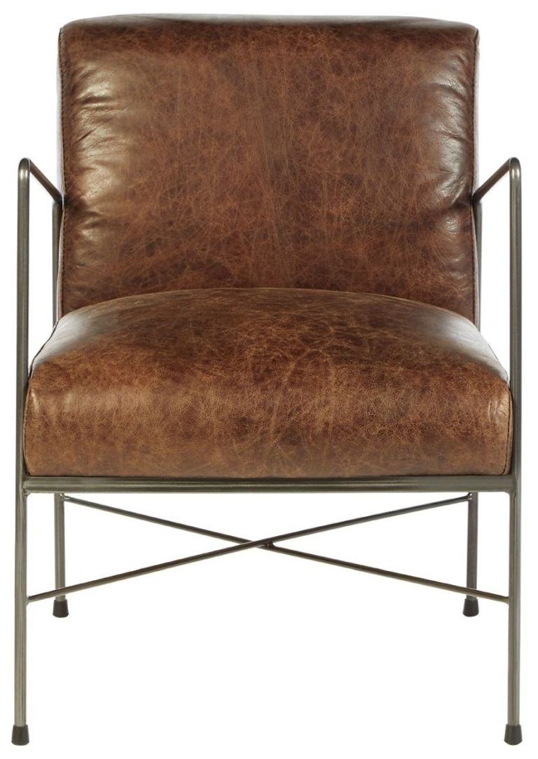 Hoxton Dining Chair - Brown Leather