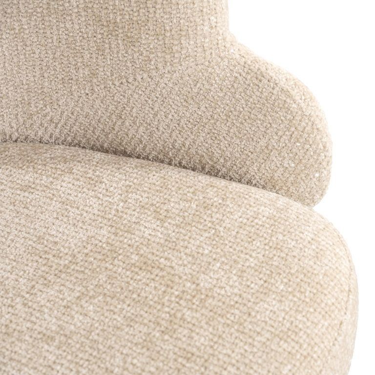 Kayla Cream Fabric Swivel Dining Chair with Black Legs