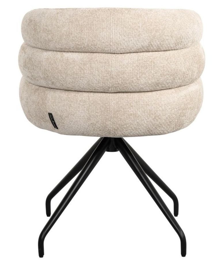Kayla Cream Fabric Swivel Dining Chair with Black Legs