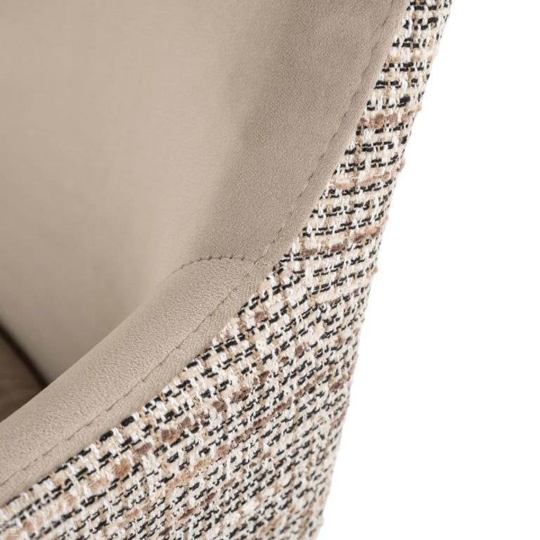 Lisonne Natural Khaki Velvet Fabric Swivel Dining Chair with Brushed Gold Legs
