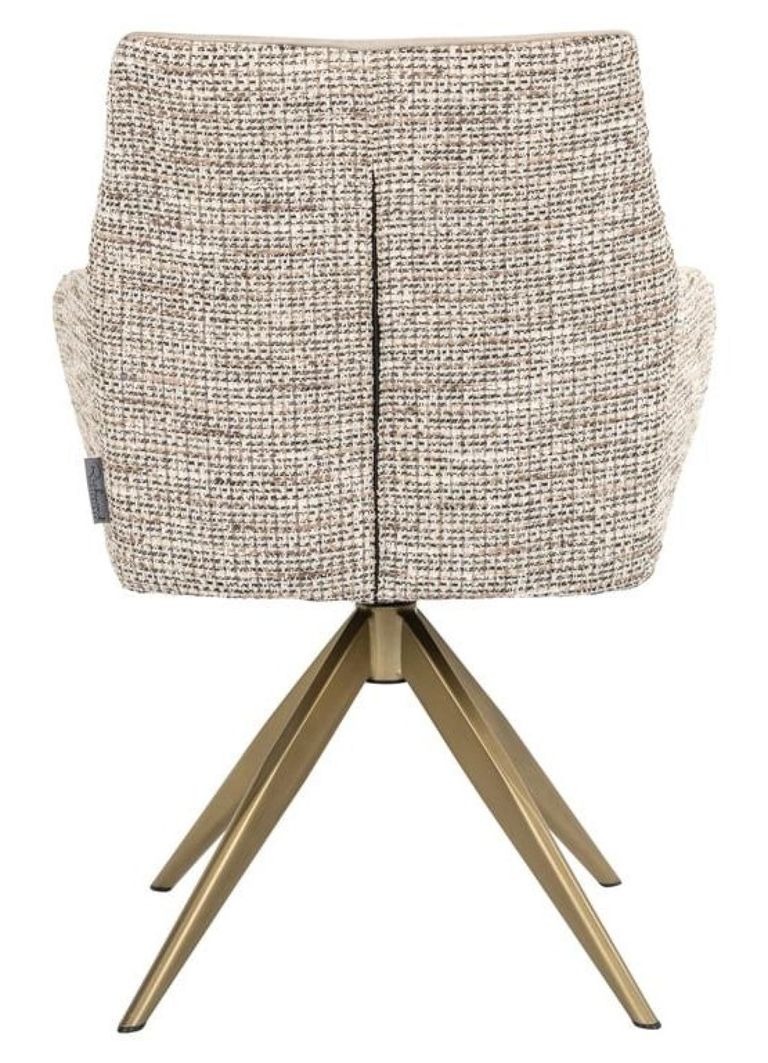 Lisonne Natural Khaki Velvet Fabric Swivel Dining Chair with Brushed Gold Legs
