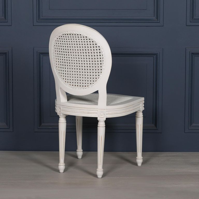 Lomira Mahogany Wood and Rattan Oval Back Dining Chair - Off White