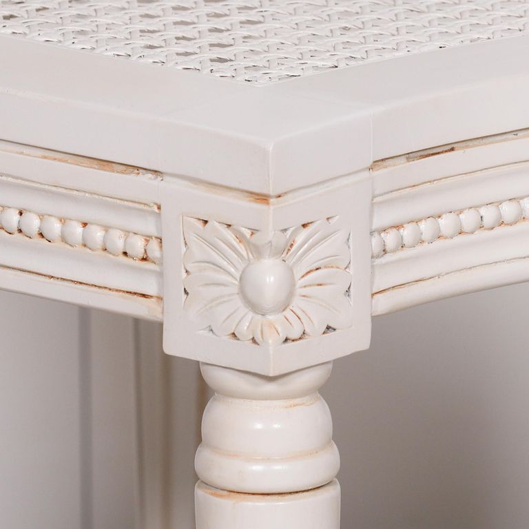 Lomira Mahogany Wood and Rattan Oval Back Dining Chair - Off White