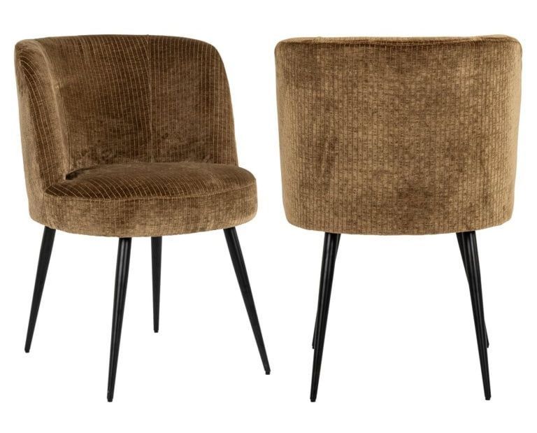 Morton Olive Fabric Dining Chair with Black Legs