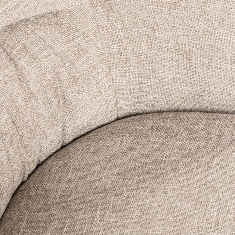 Olivia Natural Fabric Swivel Dining Chair with Black Legs