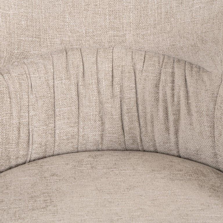 Olivia Natural Fabric Swivel Dining Chair with Black Legs
