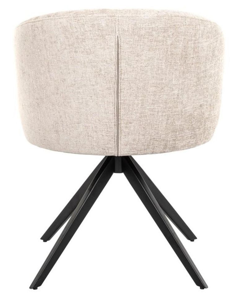 Olivia Natural Fabric Swivel Dining Chair with Black Legs