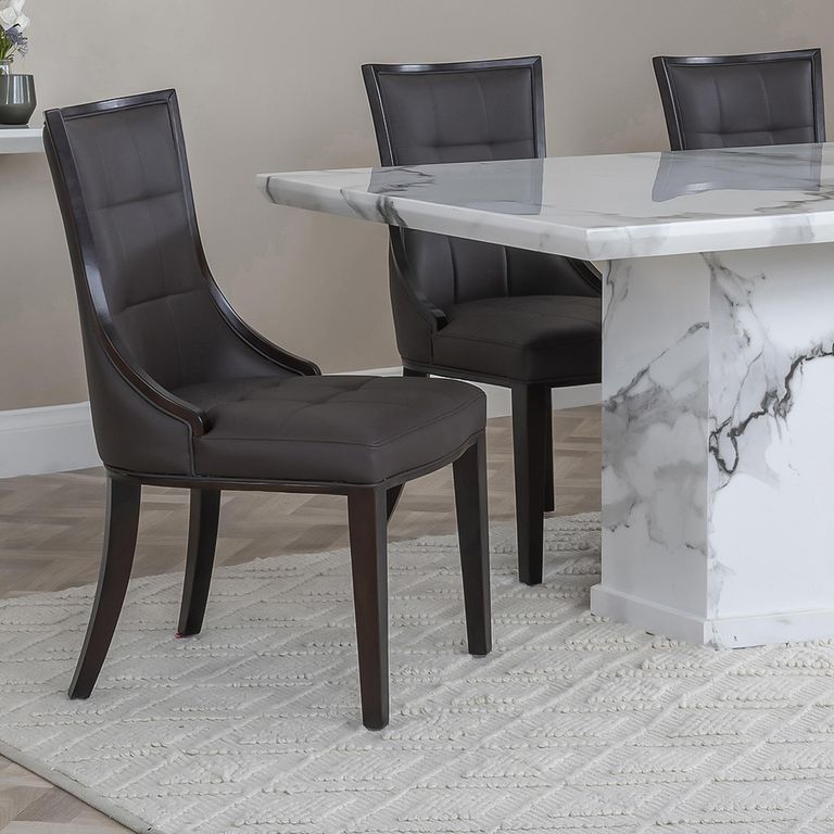 Paris Dining Chair - Brown Leather - Brown Legs