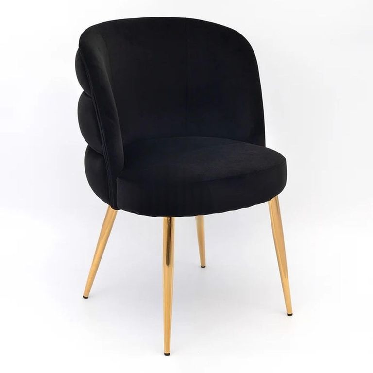 Sloane Dining Chair - Black Velvet Fabric - Gold Legs