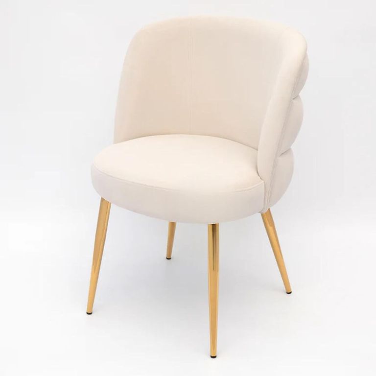 Sloane Dining Chair - White Velvet Fabric - Gold Legs