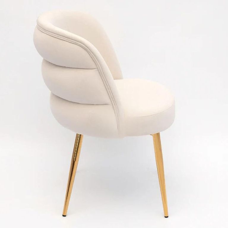 Sloane Dining Chair - White Velvet Fabric - Gold Legs
