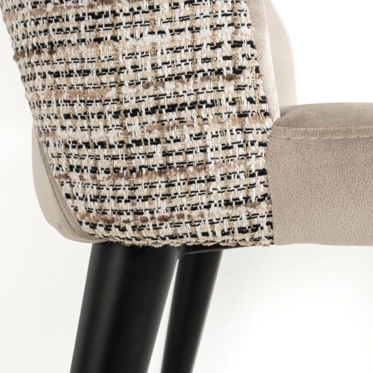 Tabitha Natural Khaki Fabric Dining Chair with Black Legs (Set of 2)