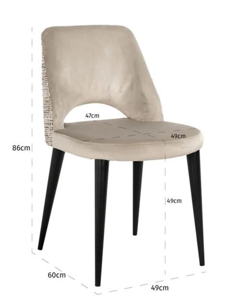 Tabitha Natural Khaki Fabric Dining Chair with Black Legs (Set of 2)