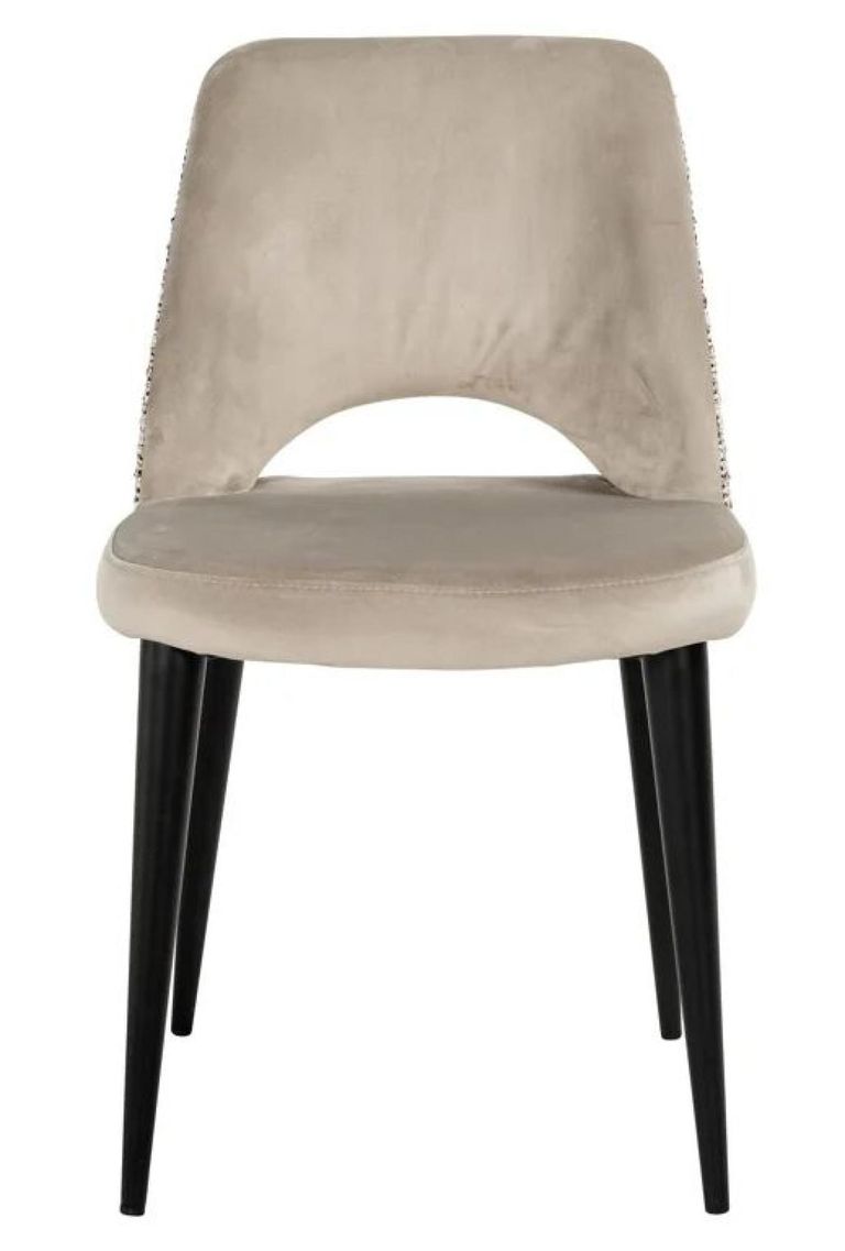 Tabitha Natural Khaki Fabric Dining Chair with Black Legs (Set of 2)