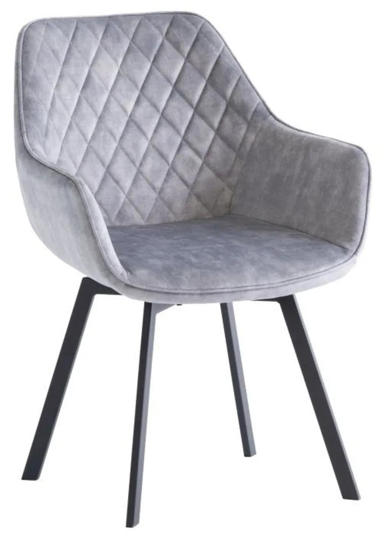 Viola Swivel Dining Chair - Set of 2 - Silver Fabric