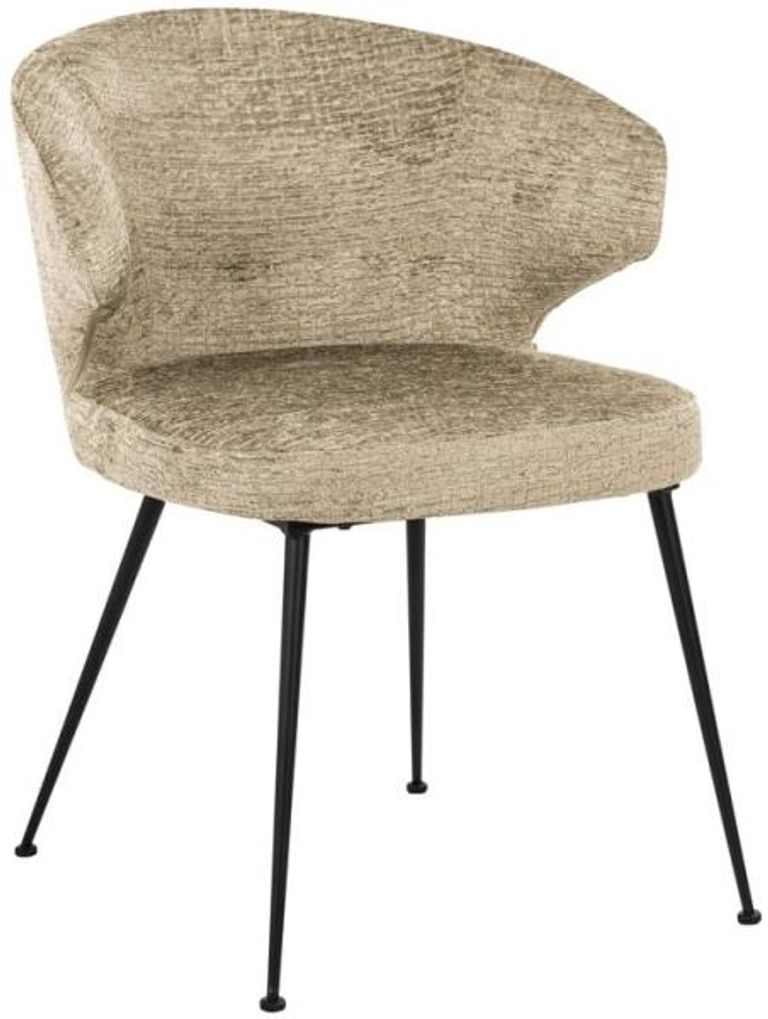 Xandra Desert Fabric Dining Chair with Black Legs