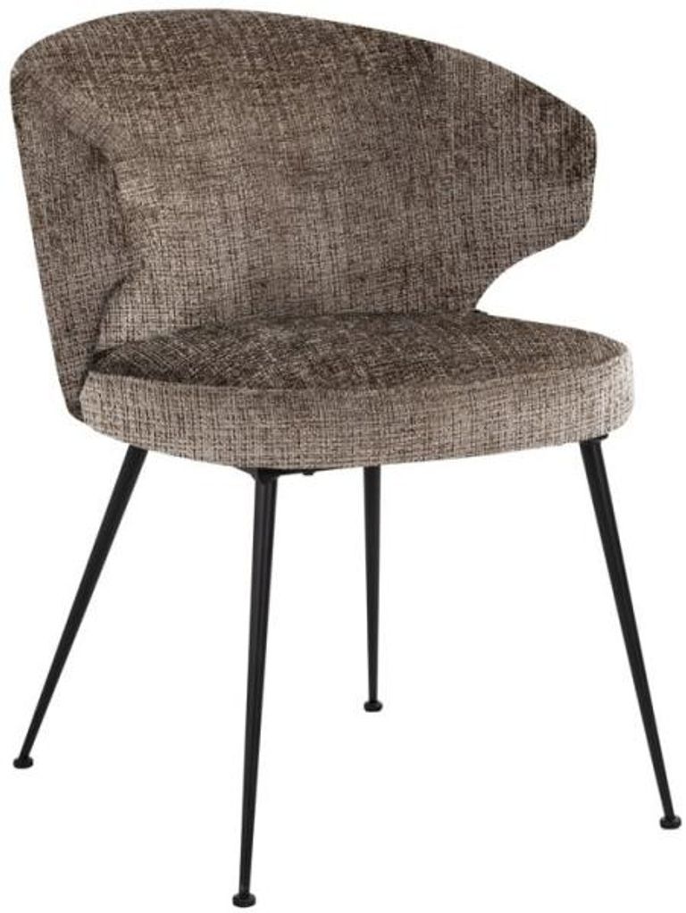 Xandra Stone Chenille Fabric Dining Chair with Black Legs
