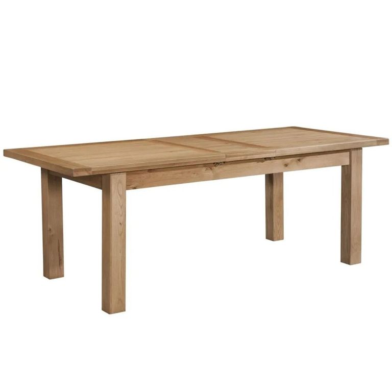 Appleby Extending Dining Set - 4 Seater - 120cm-153cm - Oak - with 4 Arizona Slatted Chairs - Black Faux Leather Seat Pad