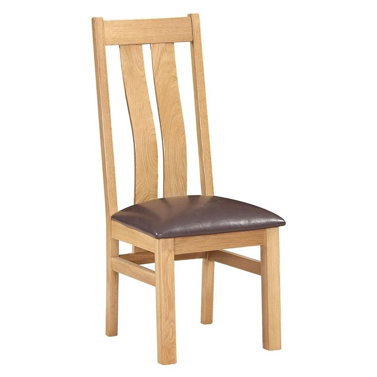 Appleby Extending Dining Set - 4 Seater - 120cm-153cm - Oak - with 4 Arizona Slatted Chairs - Black Faux Leather Seat Pad