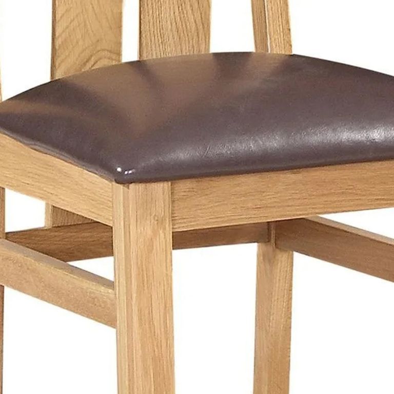Appleby Extending Dining Set - 4 Seater - 120cm-153cm - Oak - with 4 Arizona Slatted Chairs - Black Faux Leather Seat Pad