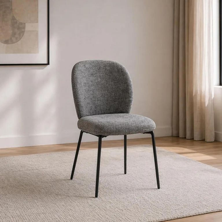 Faro Dining Set - 120cm - 4 Seater - Melamine - Charcoal - 4 Chair