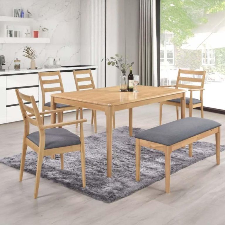 Orlando Dining Set  6 Seater  150cm  Oak  with Bench