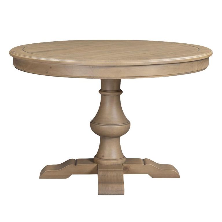 Chateau Dining Set - 120cm - 4 Seater - Round - Pedestal Base - Natural - Rustic Pine - 4 Fabric Chairs