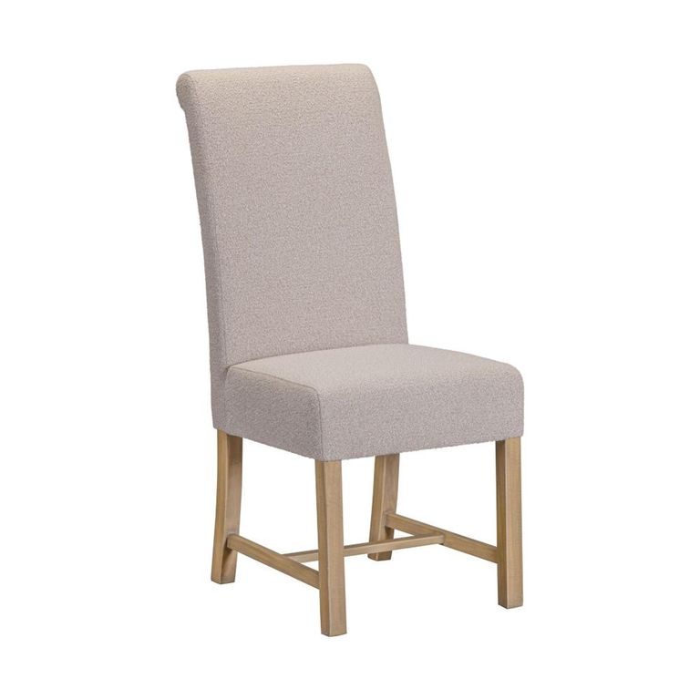 Chateau Dining Set - 120cm - 4 Seater - Round - Pedestal Base - Natural - Rustic Pine - 4 Fabric Chairs