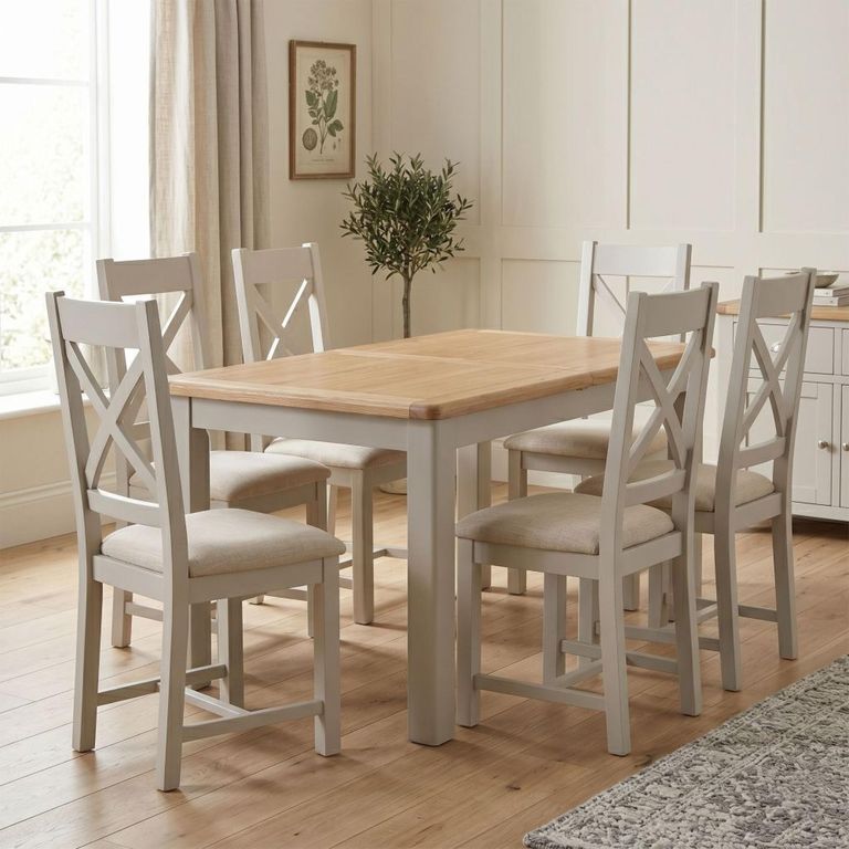 Windermere Painted Butterfly Extending Dining Set - 140cm-180cm - 6-8 Seater - Oyster Grey - Chairs