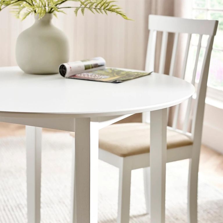 Orwell Dining Set - 90cm - 4 Seater - Round - White - Wood - 4 Chairs