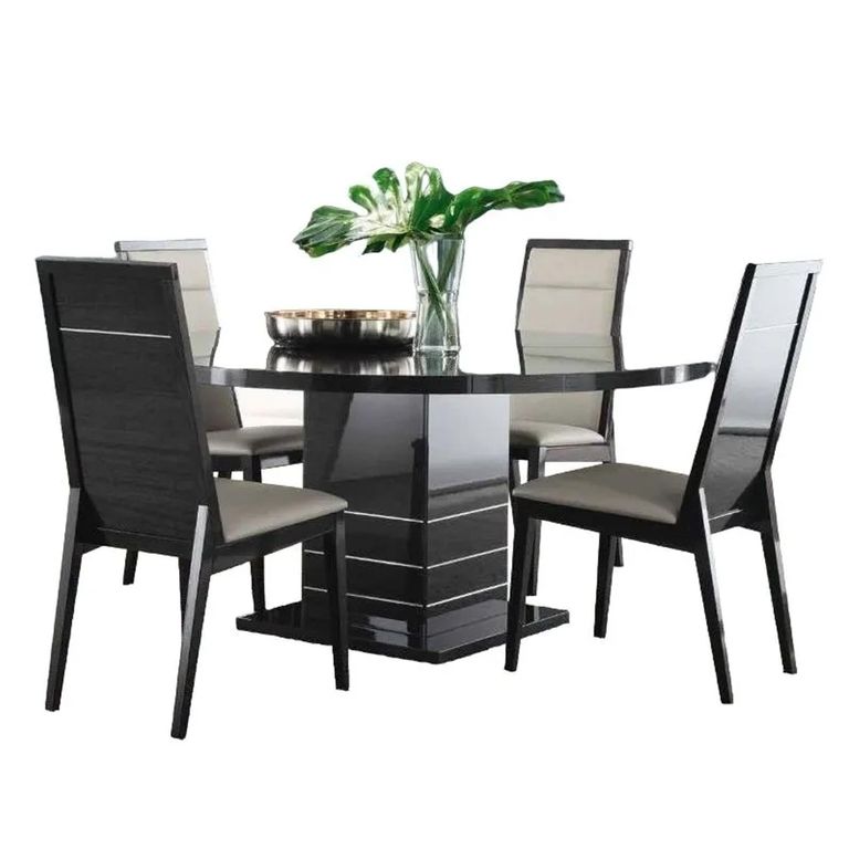Versilia Round Dining Set - 4 Seater - 160cm - Black - with 4 Chairs