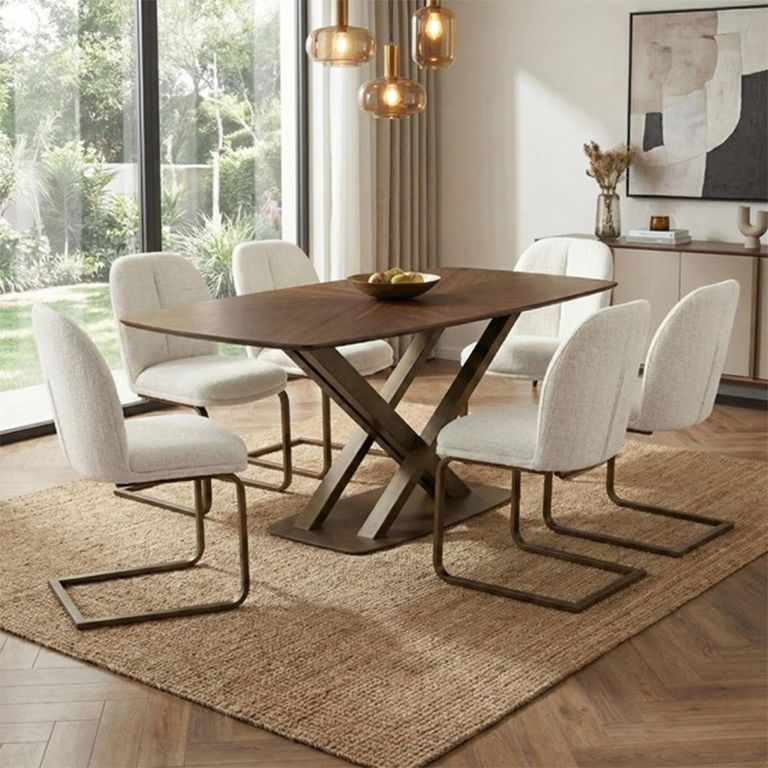 Solara Dining Set - 180cm - 6 Seater - Walnut - 6 Cantilever Chair