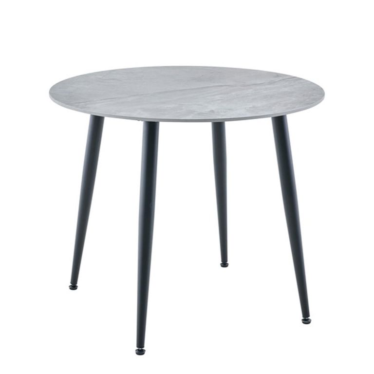 Argenta Dining Set - 90cm - 4 Seater - Round - Light Grey and Black - Sintered Stone Top - 4 Chair