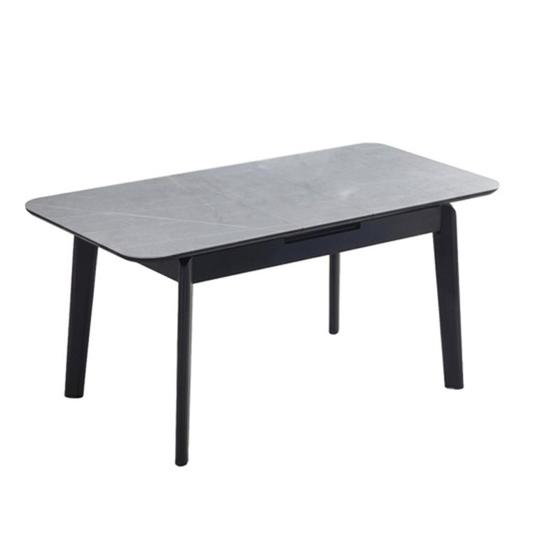 Turin Extending Dining Set - 130cm-160cm - 4-6 Seater - Grey and Black - Sintered Stone Top - 4 Dark Grey Chair