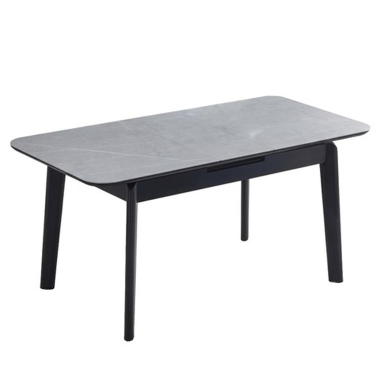 Turin Extending Dining Set - 130cm-160cm - 4-6 Seater - Grey and Black - Sintered Stone Top - 4 Light Grey Chair