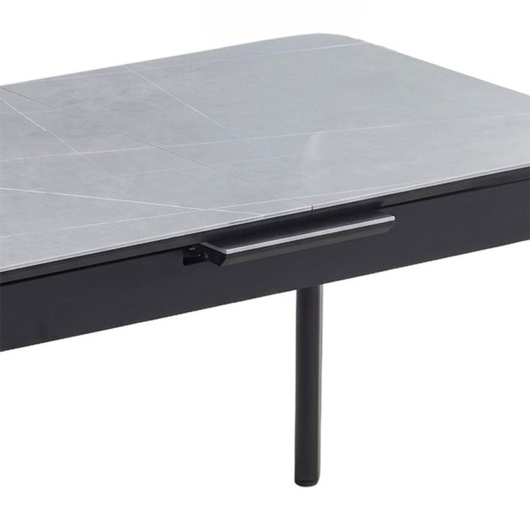 Turin Extending Dining Set - 130cm-160cm - 4-6 Seater - Grey and Black - Sintered Stone Top - 4 Light Grey Chair