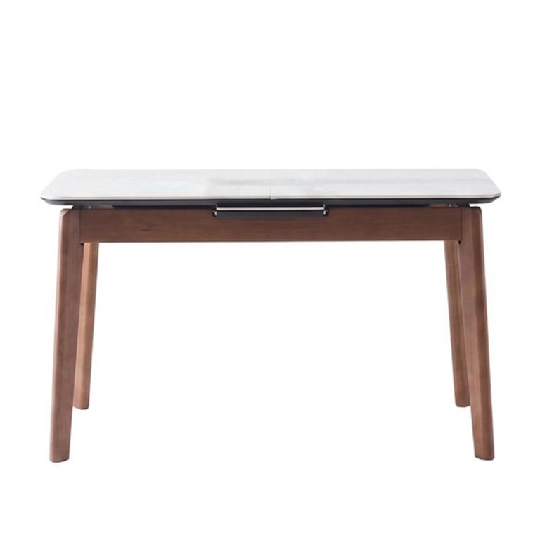 Turin Extending Dining Set - 130cm-160cm - 4-6 Seater - Off-White and Walnut - Sintered Stone Top - 4 Latte Chair